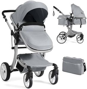 COSTWAY Baby Pushchair, Foldable Infant Stroller with Rain Cover, Mosquito Net, Carry Bag, Adjustable Backrest/Handle/Canopy, Convertible Buggy Pram for 0-3 Years (Gray)