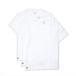 Lacoste Men's Essentials 3 Pack 100% Cotton Slim Fit V-Neck T-Shirts, White, Large