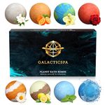 Galacticspa Planet Themed Bath Bombs / 8 x 60g Handmade Luxury Bubble Bath Fizzer Set/Non-Staining, Vegan, Cruelty-Free/Spa Gift for Men, Women and Kids