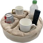 Forzaddik Couch and Bed Cup Holder Pillow, Sofa Organizer Caddy for Drinks, Remotes, Phones, Snacks (Beige)