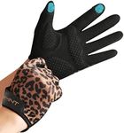 RYMNT Ventilated Workout Gloves for Women Men Full Finger.Weight Lifting Gloves with Full Palm Vent & Breathable Mesh Back for Gym, Weightlifting, Fitness, Exercise,Training.Cycling.Leopard.Large