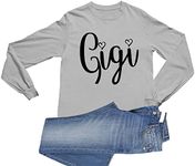 Go All Out Adult Gigi Grandma Hearts Long Sleeve T-Shirt, Athletic Heather, XL