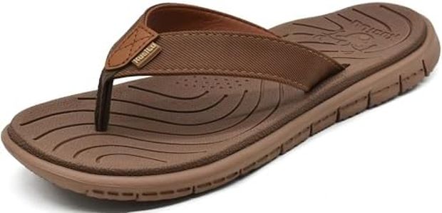 KuaiLu Women's Arch Support Flip Flops Ladies Comfortable Cushion Summer Beach Slip on Thong Sandals Open Toe Comfort Non-Slip Casual Leather Sandles All Brown Size 7