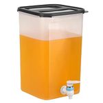 Cutting EDGE Dispenser Jar for Juice, Drinks, Water and Beverages at Picnic, Office, Restaurant with Spigot / Faucet, Square Shape Container and Wide Mouth Allows Easy Filling, Best for Outdoor/Party 7500ML/7.5L Capacity with Black Lid ( White Tap )