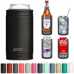 DUALIE 3 in 1 Insulated Can Cooler - Universal Size for 12 oz Cans, Slim Cans, and Bottles - 10+ Colors Available, Black