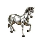 HEALLILY Animal Statue Bank Resin Horse Shape Money Coin Saving Jar Desktop Wealth Success Sculpture Ornament for Children Kids Silver