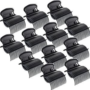 Hot Roller Clips Hair Curler Claw Clips Replacement Roller Clips for Women Girls Hair Section Styling (12 Pieces, Black)