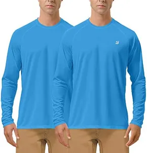 Roadbox Men's 2 Pack UV Sun Protection SPF UPF 50+ Long Sleeve Quick Dry Fishing Shirts Outdoor Rash Guard for Running Hiking Swimming