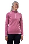 Mountain Warehouse Montana Womens Microfleece - Breathable Ladies Sweater, Quick Drying Pullover, Warm Fleece Jacket, Half Zip - For Autumn Winter, Travelling, Outdoors Light Pink Women's Size 12