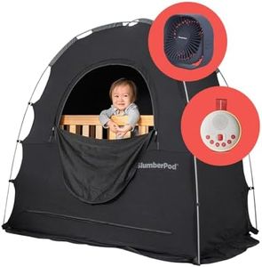 SlumberPod Bundle with Fan and Portable Sound Machine The Original Blackout Sleep Tent Travel Essential for Baby, Mini Crib and Pack n Play Cover, Sleep Pod with Two Pouches, Blocks 95%+ Light, Black