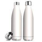 Triple Insulated Stainless Steel Water Bottle (Set of 2) 500ml Insulated Water Bottles, 100% Leakproof Travel Bottle Keeps Hot and Cold - BPA-Free Reusable Flask - Non-Sweat Metal Drinking Bottle