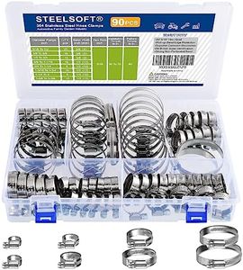 STEELSOFT Heavy Duty Worm Gear Hose Clamp Assortment Kit 5/16 to 2-3/8"(8-60mm) Large Rack 90PCS, All 5/16"HEX, Adjustable Hose Clamps Stainless Steel,Automotive Radiator/Fuel Line/Heater/Garden/Pool