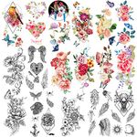 Yazhiji 41 Pieces/lot Fashion Temporary Tattoos Waterproof for Men Women Adult Flowers Words Stickers and Expressions Body Art Sexy Tattoos Paper