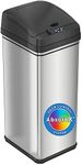 Itouchless New Model 13 Gallon Sensor Trash Can With Advance Absorbx Odor Filter & Pet-Proof Lid Lock, Stainless Steel Kitchen Garbage Bin For Home, Office, Business, Battery & Ac Adapter Not Included