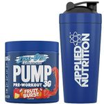 Applied Nutrition Pump Zero Pre Workout + 750ml Steel Protein Shaker - Zero Stim, Caffeine Free, Energy & Performance (375g - 25 Servings) (Fruit Burst)