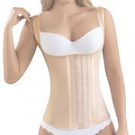 LadySlim by NuvoFit Fajas Colombiana Full Latex Chaleco Vest Waist Cincher Trainer Trimmer Girdle Workout Corset Body Shaper, Beige, 3X-Large