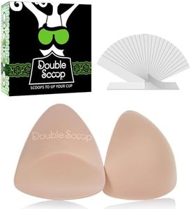 Double Scoop® Triangle Big Bust Inserts w/Bonus Tape Sticky Strips, Shapewear for Large Breast Bra Cup, Replacement Bra Pads, Nipple Covers Smoother, Lightweight Plus Size DD+ (Nude)