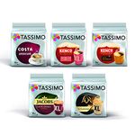 Tassimo Black Coffee Bundle - Costa Americano, Kenco Pure Colombian/Americano Grande, L'Or Classique XL, Jacobs Caffe Crema Classico XL pods - Pack of 5 (80 Servings)