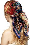 100% Silk Head Scarf for Women - 27" Hair Scarves Satin Head Scarf Bandanas Square Silk Hair Night Sleeping with Gift Packed, Set a