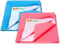 OYO BABY Cotton Waterproof Baby Bed Protector Dry Sheets for New Born Babies | Reusable Mats | Cot & Bassinet Gift Pack (Gift Pack 2 (70Cm X 50Cm) Salmon Rose + Firoza)