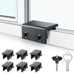 Window Locks for Sliding Windows - Sliding Window Lock Security with Keys - Adjustable Sliding Door Lock - Without Drilling Easv to Install Child Locks for Sliding Door,Patio Door(6 Sets Black)