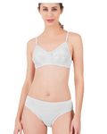 Brida Lace Lingerie Set for Honeymoon/Wedding Bridal Bra Panty Set - Bridal Set(White,32,B)