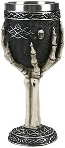 Horrible Resin Stainless Steel Skeletal Wine Goblet Skull Sacrifice Wine Chalice Cup Gothic Macabre Ossuary Halloween Decorative Accent Hosting Party Bar Whiskey Cocktail Beverage Drinking Glasses