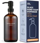 MaisoNovo Hand Soap Dispenser for Bathroom | 16.9 fl oz Amber Glass Black Pump x 1