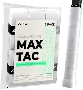 ADV MaxTac Tacky Tennis Overgrip - 6 Pack Extremely Sticky Non-Slip Tennis Grips Overgrip - Razor-Thin & Easy to Use Pro Tennis Racquet Grip Tape (6-Pack White)