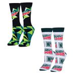 Official Mountain Dew Apparel, Crew Socks for Men, Fun Gift, Mix & Match 2 Pair, Mountain Dew Retro 2 Pack, Large