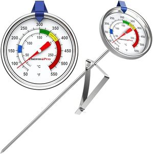 ThermoPro Candy Thermometer with Pot Clip, 9" Long Probe Deep Fry Oil Thermometer for Frying & Candy Making, Fryer Cooking Thermometer for Liquids, Chocolate, Sugar, Caramel, Brewing & Baking