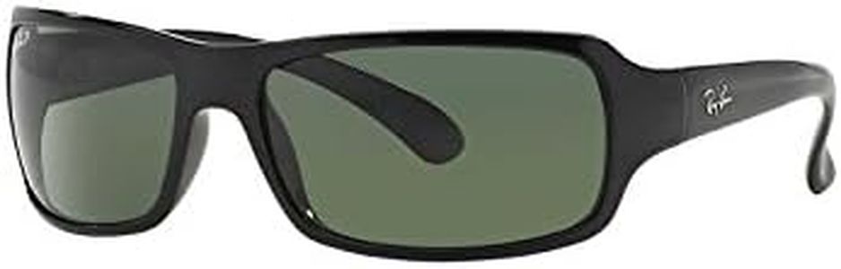 Ray-Ban RB4075 Rectangular Sunglasses, Black/Polarized Dark Green, 61 mm