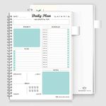 Daily Planner Undated, To Do List Notebook with Hourly Schedule Regolden-Book Calendars Meal, Spiral Appointment Organizers Notebook for Man/Women, Pocket,Pen Loop, 160 Pages (7x10")