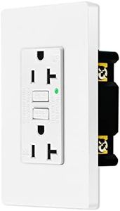 NineLeaf 20amp GFCI Outlets, Non-Tamper-Resistant GFI Duplex Receptacles with LED Indicator, Ground Fault Circuit Interrupter with Wall Plate, ETL Listed, White, 100 Pack