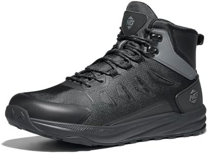 NINGO Men's Waterproof Wide Toe Box Hiking Boots, Comfortable Zero Drop Hiking Shoes, Lightweight Outdoor Ankle Work Shoes for Trekking, Camping, Backpacking, Walking, Mountaineering, Black Size 8