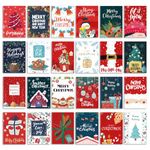 DEEPLAY Christmas Greeting Cards, 24 Packs Happy Winter Holiday Cards, Holographic Folding Cards - 24 Different Designs of New Years Cards for Family, Kids, Friends