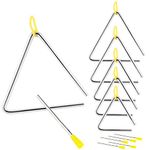 MUKCHAP 6 Pack Musical Triangle Instrument Set, 4, 5, 6, 7, 8, 9 Inch Musical Triangle with Striker, Musical Steel Triangle Percussion Instrument for Rhythm Education and Christmas Ornament