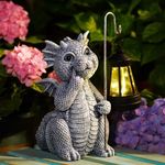 Qeeman Solar Garden Statue Figurine: Garden Art with Solar Lantern for Patio Balcony Yard Lawn - Unique Christmas Birthdays Gift for Mom Grandma