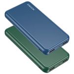 ENEGON 2-Pack Portable Charger Power Bank 10000mAh, The Phone Charger Battery with USB C in&Out and Dual USB Output for iPhone, iPad, Galaxy S9, Tablets and More (Blue + Green)