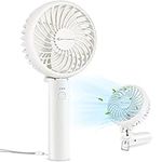 MYCARBON Handheld Fan, Portable Small Fan Handheld Folding Cooling Fan with 3 Speeds+Nature Mode, 4'' Rechargeable Personal Hand Fan for Desk, Travel and Outdoor, Quiet fan,6m/s Stronger Wind