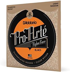 D'Addario Guitar Strings - Pro-Arte Classical Guitar Strings - EJ43 - Nylon Guitar Strings - Silver Plated Wound, Nylon Core - Light Tension, 1-Pack