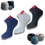 ecosync Men's Cotton Heel And Toe Terry Knit Low Cut Sportswear Socks (ES-39, Pack of 3, Navy, L.Grey, Black)