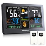 Newentor Weather Station Wireless Indoor Outdoor with 2 Remote Sensors, Black