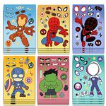 24 Sheets Make Your Own Superhero Stickers Make a Face Stickers Make-a-Face Party Favors DIY Stickers,Gift of Festival,Reward, Art Craft, Party Favors,School