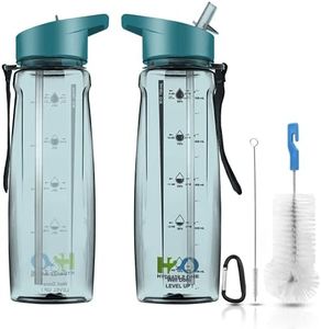 HYDRATE 2.ONE Bouteille d'eau avec Paille - Gourde étanche Plastique sans BPA, Bidon sans fuites avec marqueurs de temps de Motivation pour Sport, Fitness, Salle de Gym, Ecole et Extérieur 750 ml