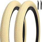 18" Bike Tires 18 X 2.125 and 18 Inch Folding Bicycle Replacement Tire (2 Tires/Cream)