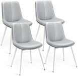 VASAGLE Leather Dining Chairs Set of 4, Comfortable Upholstered Seat Dining Room Chairs with Swivel Leveling Feet, Curved Backrest Kitchen Chair for Living, Restaurant, Easy Assemble, Dove Gray