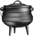 Bruntmor Pre-Seasoned Cast Iron Cauldron | African Potjie Pot with Lid | 3 Legs for Even Heat Distribution - Premium Camping Dutch oven Cookware for over-the-fire Cooking - 10 Quarts (X-Large)