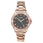 Sekonda Elizabeth Rose Gold Bracelet Black Dial Women's Quartz Watch 33mm with Stone Set Case, Analogue Display and Stainless Steel Bracelet