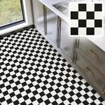 Peel and Stick Floor Tiles Self Adhesive Floor Tile Vinyl Flooring Waterproof, Black and White Effect for Bathroom Kitchen Bedroom,30cmx30cm 18Pcs(1.62㎡)